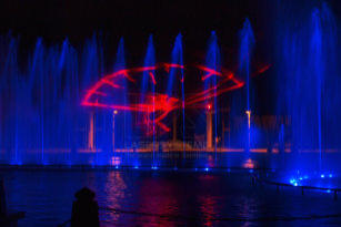Lasershow Einkaufsmeile Porto Cairo Mall, Kairo, Ägypten